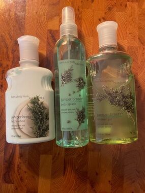 Bath & Body Works Juniper Breeze Green Lotion, Body Splash & Shower Gel Trio